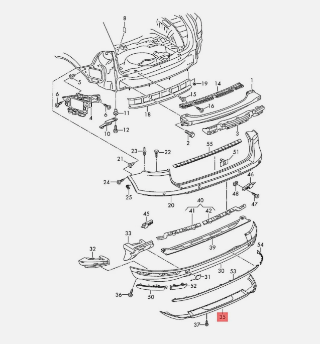 Volkswagen Touareg Arka Tampon Spoiler Alt 15-18