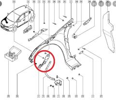 Ön Çamurluk Bağlantı Suportu Sağ (Uç Kısım) (Sac) Renault Clio 4 Hb 13 - 16 Arası