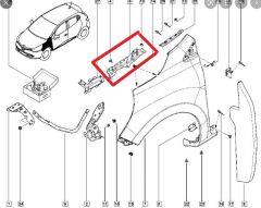 Ön Çamurluk Bağlantı Suportu Sol (Orta Kısım) (Sac) (Eaglebody Renault Clio 4 Sport Tourer 16 - 19 Arası